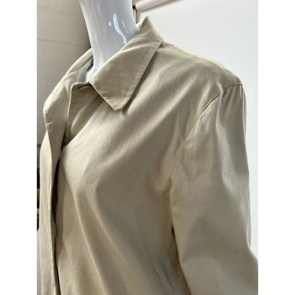 Gap Womens Jacket Coat Beige Cotton Blend Button Stretch Collar Pockets Lined 10 - Picture 3 of 12
